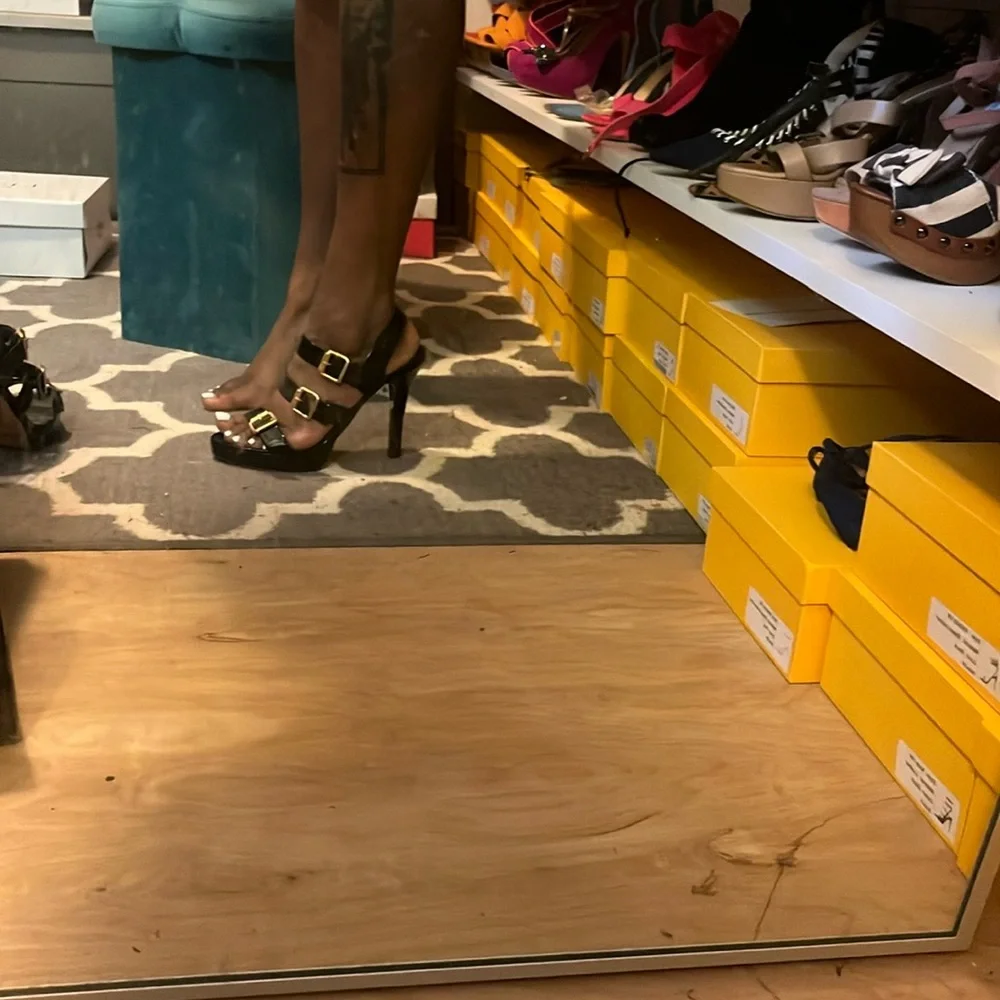 Michael Kors Patent Leather Buckle Heels - Picture 1 of 6
